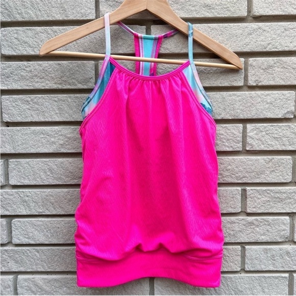 Ivivva Layered Racerback Tank Top with Built-in Shelf Bra Sz 10 - Picture 2 of 2